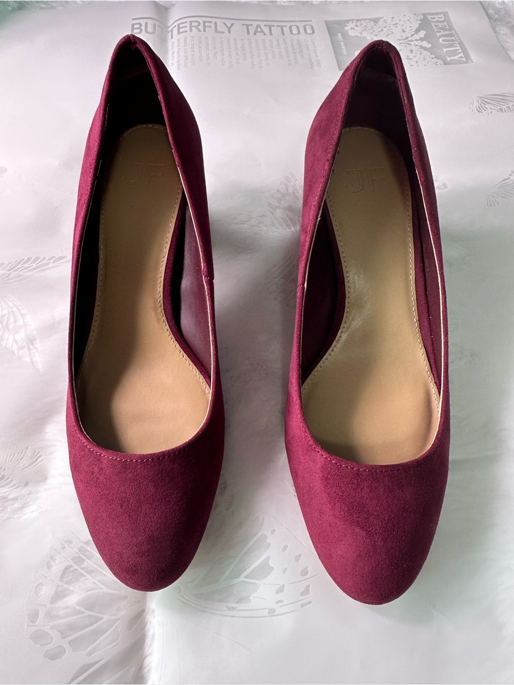 JustFab Women's Burgundy Suede Heels